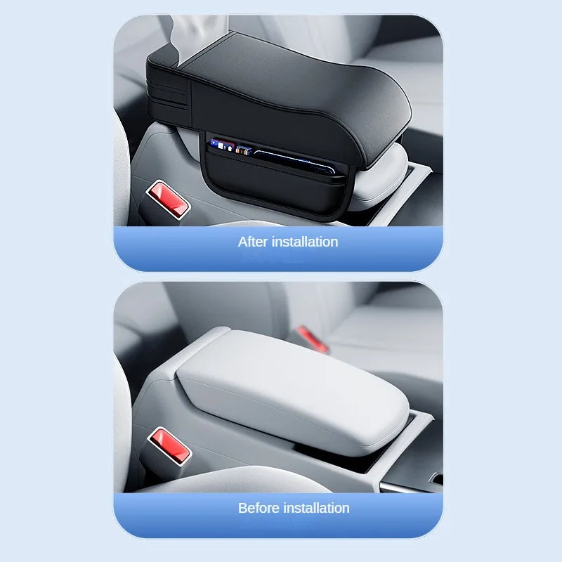 Luxury Universal Car Armrest with Built-in Tissue Holder – 💯Premium Leather Quality