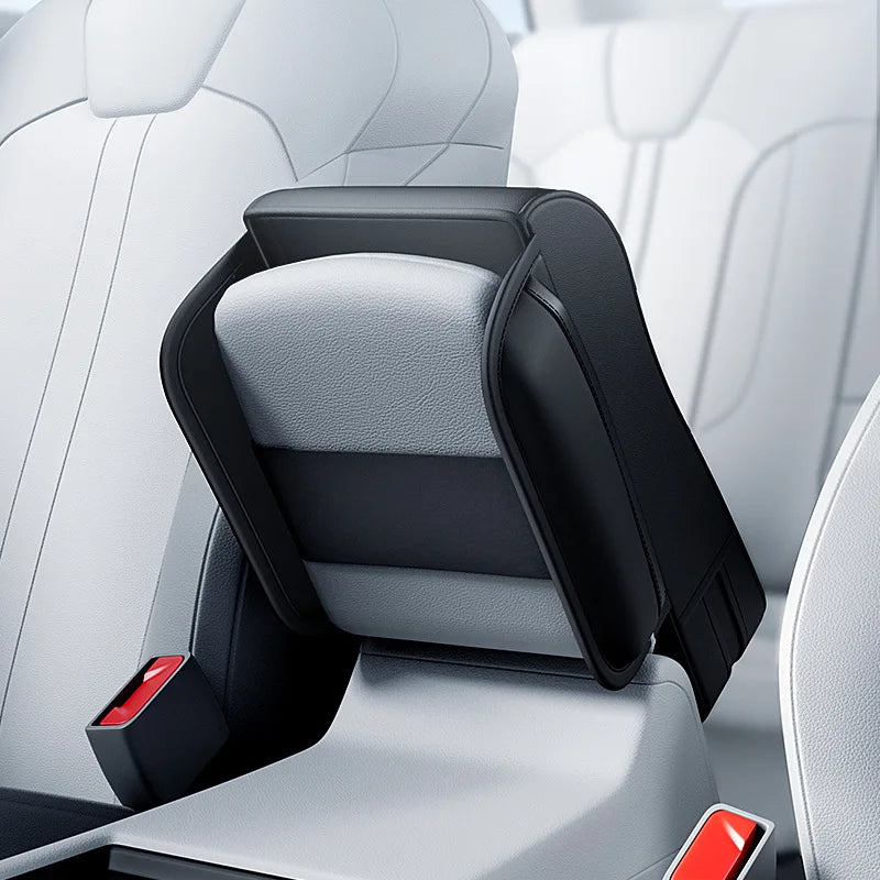 Luxury Universal Car Armrest with Built-in Tissue Holder – 💯Premium Leather Quality